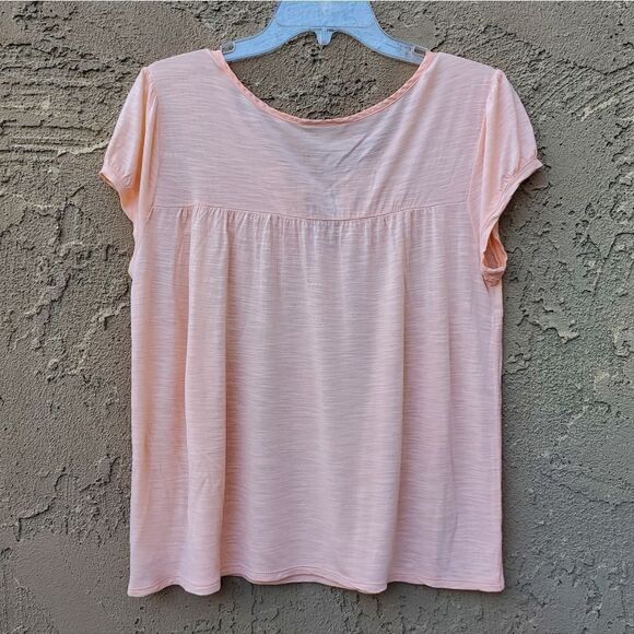 American Eagle Peach Swiss Dot Embellished Cap Sleeve Top - Picture 2 of 12